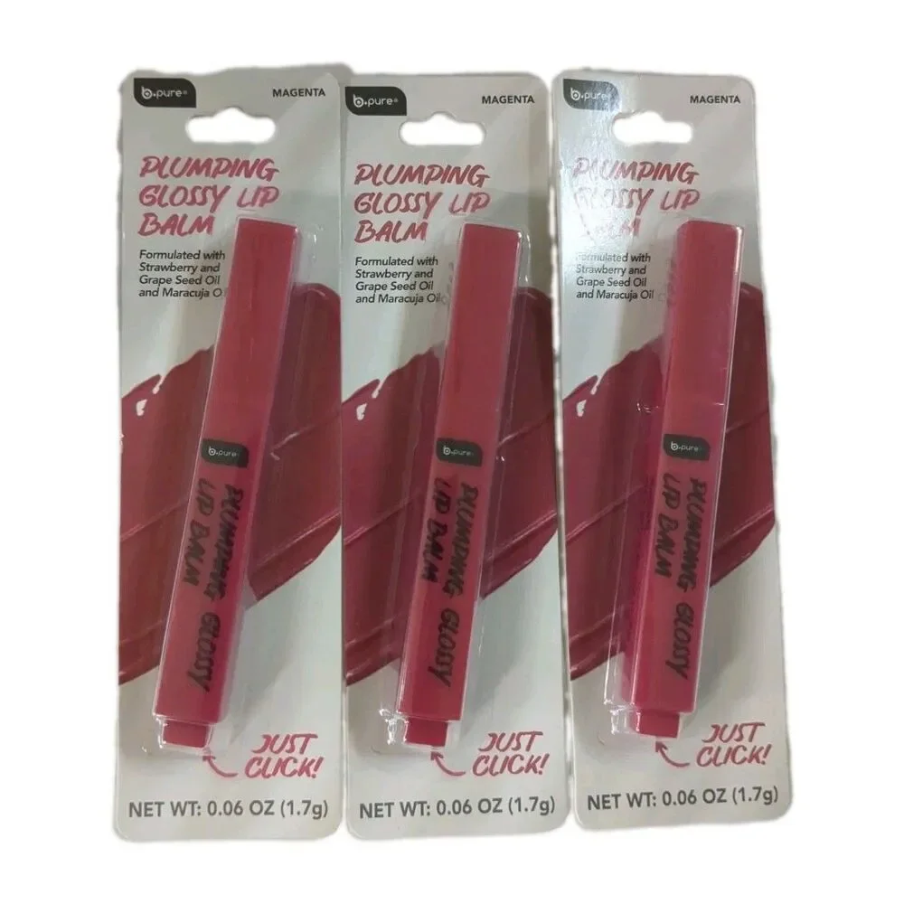 B-Pure Plumping Glossy Lip Balm - Magenta (Set of 3) - Maracuja Oil Moisturizing